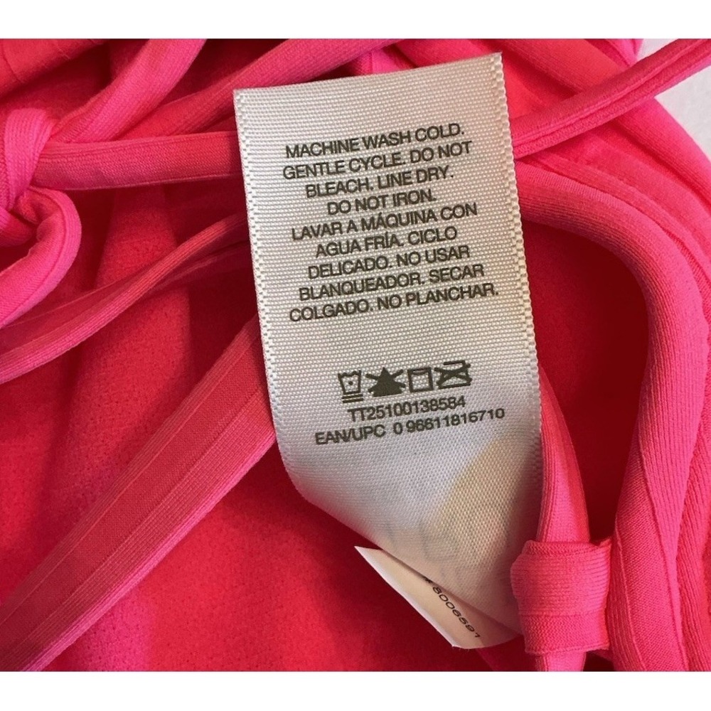 Time And Tru 1 Piece Bright Pink RIbbed Swimsuit Padded Cups Size XS (0-2) NEW - Picture 5 of 5